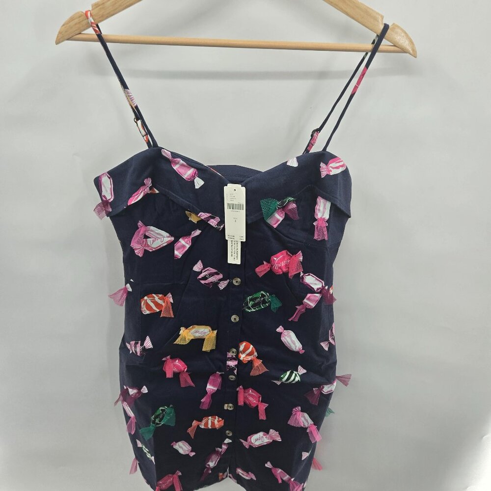 Maeve Anthropologie Navy Candy Wrapper Mini Dress Size 2